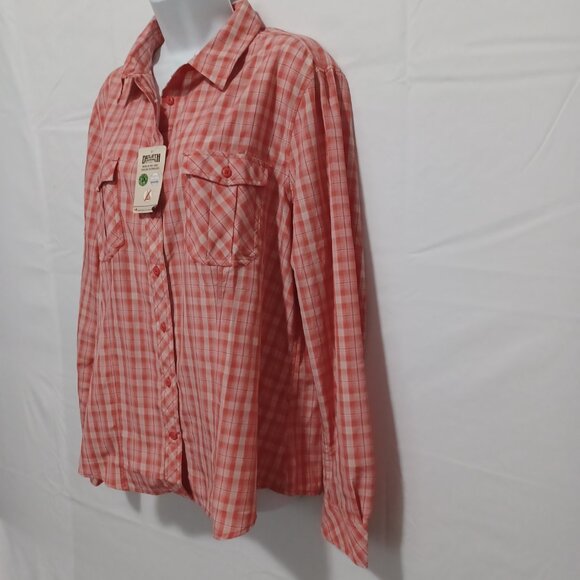 Duluth Trading womens button up shirt orange sz XL - Picture 3 of 6